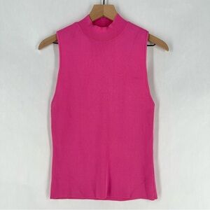 ANIMALE Pink Ribbed Stretch Knit Sleeveless Mock‎ Neck Top Size M